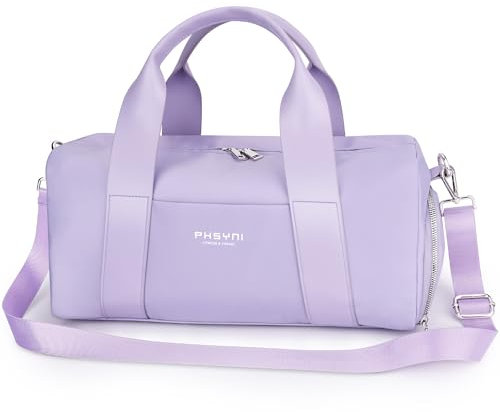 25L Sac De Sport Femme,Sac De Voyage Femme,avec Compartiment À Chaussures Et Poche Imperméable,pour Les Voyages, La Danse, Sportives Sac D'entraînement (Violette,19 Pouces Taille Moyenne)