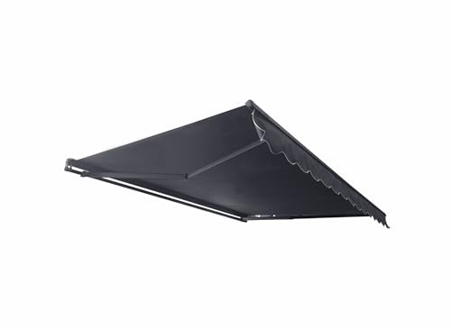 INT400 INTELROLL Half Cassette Retractable Awnings for Patio, Garden, Shop front- 3.5m x 3m / 11’6″ x 9’10” - Manual Operated- Frame GREY- Fabric PU Grey Polyester
