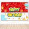 Happy Birthday Cartoon Hintergrund, Großes Rot Weißes Geburtstagsbanner mit Cartoon Motiven Anime Geburtstagsparty Dekorationen für Kindergeburtstage Babyparty Dekorationszubehör