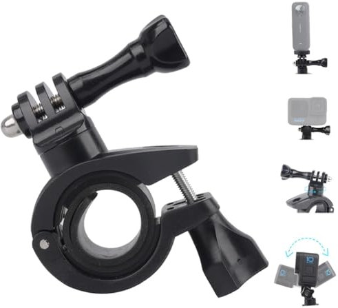 XUNNIU Action Cam Moto Bici Supporto, Adattatori per connettore da 1/4 con 360° Rotazione Supporto Action cam Compatibile con Insta360 X5/X4/ X3/ Ace Pro, GoPro Hero 13/12/11/10/9, SJCAM,Black