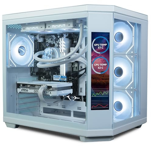 ionz Gaming PC - Desktop Computer, Ryzen 7 5800X, Nvidia RTX 5060, 16GB RAM, 1TB NVME SSD, 240mm AIO, 600W 80+ PSU, WiFi, Windows 11, White - Apex Vision LED