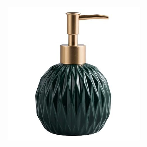 Yingbei Christmas Soap Dispenser for Bathroom Ceramics Lotion Soap Pump Fall Decoration 14.1OZ Liquid Hand Soap Bottle Gold Pump