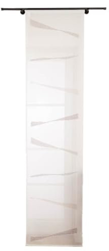 SCHÖNER LEBEN. Schiebevorhang Leinenstruktur Voile abstrakt weiß Taupe 245x60cm (BxH)