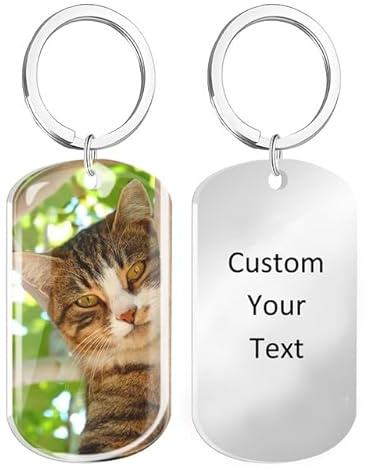 Rainsar Personalisierter Erinnerungs Hunde Katzen, Schlüsselanhänger Farbfoto & Epoxidharz, Gravur Andenken, Trostgeschenk bei Haustierverlust