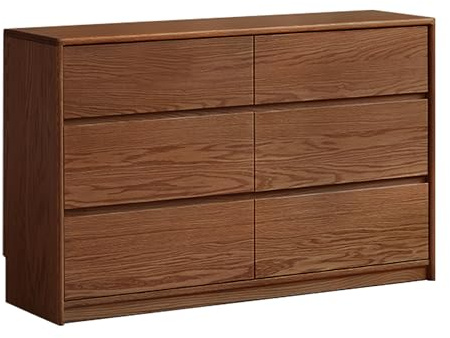YESWOOD Massivholz Kommode mit 6 Schubladen,Walnuss 120X40X75.5CM | Sideboard Schubladenschrank mit Verdeckte Griffe & geräuscharme Metallschienen,für Wohnzimmer,Eingangsbereich,Küche,Flur usw