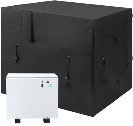 Cappa di protezione – Copripompa di calore per piscina, coperchio esterno | copertura resistente alle intemperie in tessuto Oxford con fori di ventilazione e cinghie di fissaggio per la