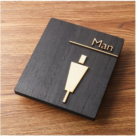 Cartel Aseos Puerta de baño madera for hombres y mujeres, señalización, inodoro, señal recordatorio, pegatinas pared for el hogar(2)