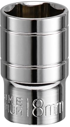 Youzzei 18mm Socket 1/2 Drive 6 Point Square Metric Socket Cr- V | Chrome Vanadium Steel 18mm Socke, 6-Point Design 1/2 Square Drive, For Auto Repair Mechanical Maintenance DIY, Durable