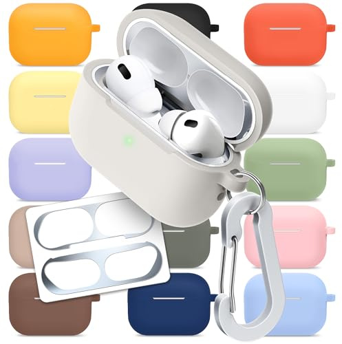 superdivision [3 in 1] AirPods Pro 3 Silicone Case + Anti-Lost Carabiner + Dust Guard Metal Film, Protective Cover with Keychain for Apple AirPods Pro3 (2025)