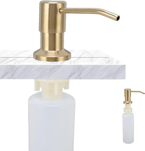 Seifenspender Küche Einbau, Spülmittelspender Küche mit 300ml Flasche Duschseifenspender Einbau mit 360° Drehbarer Pumpe für Küche Badezimmer Waschbecken (Gold)
