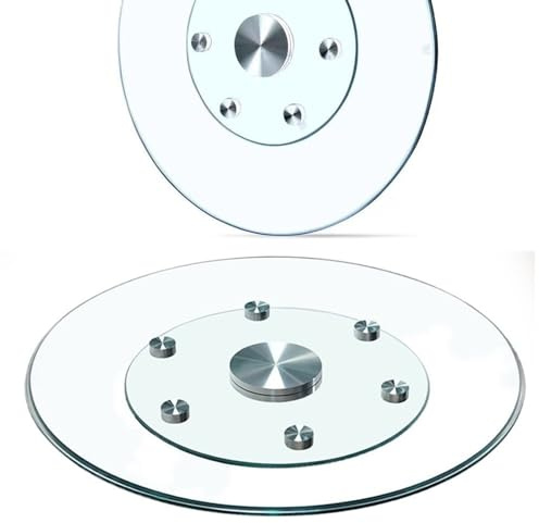 EIYAVVIDV Lazy Susan Plateau Tournant En Verre Trempé 60/70/80/90/100cm Rond Plateau Rotatif Pour Table De Salle À Manger Plateau De Service Rotatif, Silencieux/Lisse(100cm/39inch)