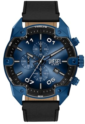 Diesel Spiked Herren 49MM Blaue Edelstahl Uhr, DZ4703