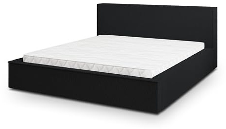 Masseno Polsterbett CELORA Q 200x200 cm, Doppelbett, Bettkasten, Stauraum, Lattenrost Und Kopfteil - Schwarz, Quelle 100