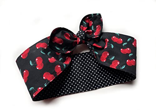 Rockabilly Haarband Wendehaarband Kirschen schwarz