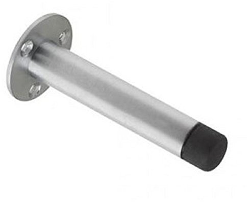 Quality Wall Mounted Skirting Door Stop With Face Fix Rose 80mm Projection ZAB09B (Satin Chrome)