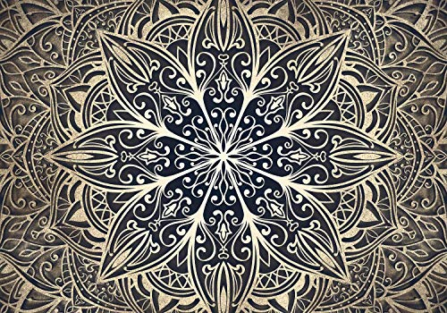 decomonkey Fototapete selbstklebend Mandala 196x140 cm XL Selbstklebende Tapeten Wand Fototapeten Tapete Wandtapete klebend Klebefolie Orient Ornament schwarz gold