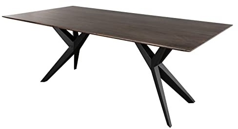 MASSIVMOEBEL24.DE Esstisch Akazie 160x90x76 grau lackiert Beine anthrazit matt Swiss Edge #17