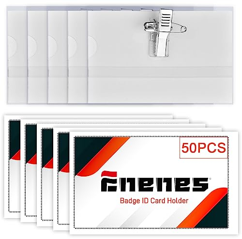 50 Stück Namensschilder für Kleidung Clip Anstecknadel Dicker Kunststoff Namensschild Name Badges für Visitenkarten Namenschilderhülle Transparent 90mm x 56 mm