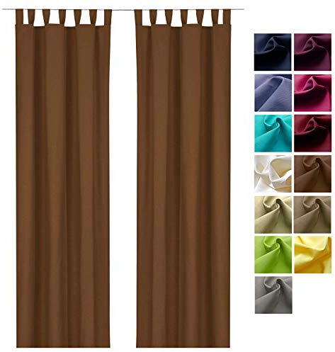 heimtexland ® Dekoschal Baumwolle Uni Blickdicht Vorhang Schlaufenschal Gardine Kastanie Braun HxB 160x125 Typ625