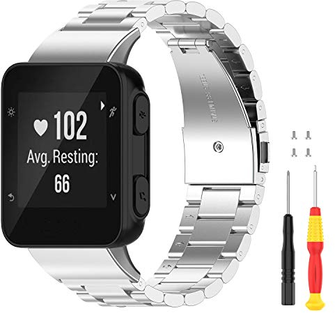 Keweni Bracelet Compatible avec Garmin Forerunner 35 30, Remplacement Métal Bracelets pour Forerunner 35 30 (Argent)