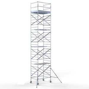 AC Steigtechnik PRO-L 200 Aluminium-Rollgerüst 10m Arbeitshöhe, Konfiguration für Wandstand (10,30 m Arbeitshöhe)