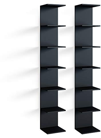 Vicco Wandregal Paolo, hängendes Regal, Schwarz, 30 x 190 cm 2er Set