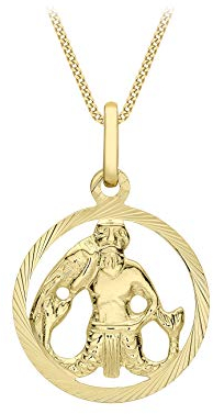 CARISSIMA Damen-Anhänger Sternzeichen Wassermann rund Gelbgold diamantiert 9kt an Flachpanzerkette Gelbgold diamantiert 9kt 20 46cm