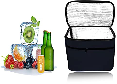 HIQE-FL Kühltasche Faltbar,10L Picknicktasche Kühltasche,Thermotasche Klein,Isoliertasche Lunch,Kühltasche Eistasche,Lunch Tasche,Kühlbox für Picknick (schwarz)