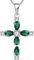 YL Kreuz Kette 925 Sterling Silber Mai Geburtsstein Grün Zirkonia Kruzifix Anhänger Geschenke für Damen Mama, 45-48 CM