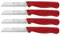 GGS Solingen Knife, Vegetable Knife Set, Fruit Knife, Tomato Knife, Steak Knives, Serrated, Dishwasher Safe, German Stainless Steel, Chef Kitchen Knife Set (Red Set of 4)