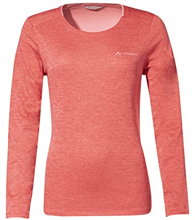 VAUDE Damen Longsleeve Essential LS T-Shirt, Funktionsshirt, perfekt als Baselayer, atmungsaktiv, pflegeleicht und schnelltrocknend, hotchili, 46