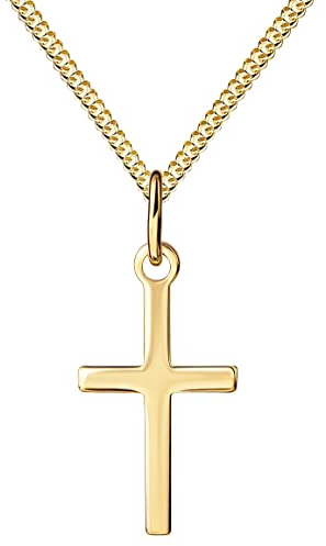 JEVELION Kreuz-Anhänger 585 Gold Gold-Kreuz für Damen, Herren und Kinder Ketten-Anhänger 14 Karat Gold mit Kette