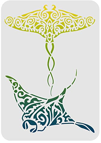 FINGERINSPIRE Mantarochen-PET-Schablone für Wände und Basteln, 29,7 x 21 cm, Wiederverwendbare Schablone zum Malen von Tieren zum Malen auf Holz, Boden, Möbeln, Papier und Stoff