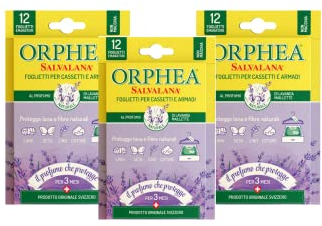 ORPHEA Salvalana Blätter für Schubladen und Schränke, schützt Wolle und Kleidung die ganze Saison, Lavendelduft, 3 Stück