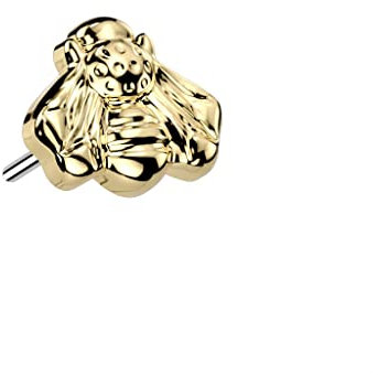 Paula & Fritz® Push-In Aufsatz Biene Gold Titan-IUM Grade 23 Piercing Set Mehrfarbig 5-mm x 6,1-mm Ohr-Stecker Labret Stud Nipple Straight Barbell