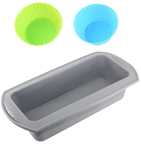NINVVS Silicone Baking Mold Box 3 Pieces, Bread Baking Mold 1 Piece, Silicone Cake Cup Shape Muffin Cup Small Cake Cup 2 Pieces, Rectangular Cake Mold, Silicone Mold for Cake and Bread