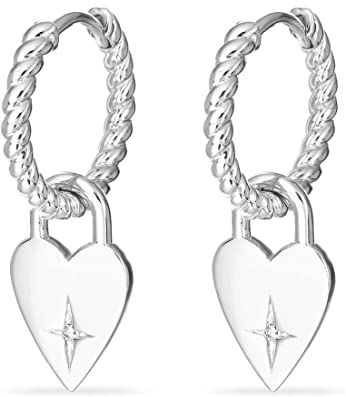 Guido Maria Kretschmer Damen-Creolen 925er Silber 2 Diamant One Size, Silber 32021888