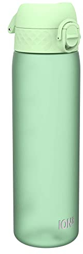 Ion8 Trinkflasche, 500 ml, Auslaufsicher, Einhandöffnung, Sichere Verriegelung, Spülmaschinenfest, BPA-frei, Tragegriff, Klappdeckel, Leicht zu Reinigen, Klimaneutral, Surfgrün