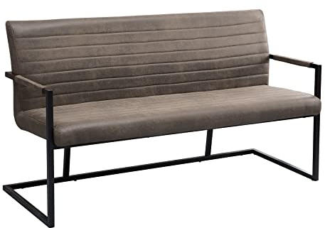 riess-ambiente.de Industrial Freischwinger Bank LOFT 160cm Taupe mit Armlehne