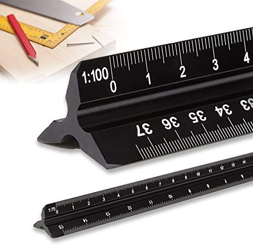 Dreikantmaßstab, 30 cm Länge Aluminium Maßstab Lineal Dreikant, 1:20 1:25 1:50 1:75 1:100 1:150, Maßstab Lineal Dreikant aus Aluminium, Lineal für Architekten, Ingenieure, Architekturstudium