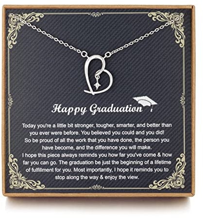 JOSYANDLOVE Graduation Gift for Her, Sterling Silver Heart Necklace for Women, College Graduation Gift, Red, (AIXINBY)