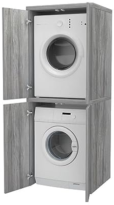 VE.CA.s.r.l. Säule mit Türen für Waschmaschine/Trockner (Kiefer grau Jackson)