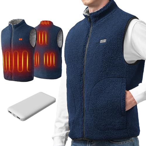 LABCOOL Beheizbare Weste - Heizweste für Herren & Damen - Aus weichem Fleece - USB-Heizung mit 10000mAh Powerbank - 6-Zonen-Heizung mit 3 Temperaturstufen - maschinenwaschbar