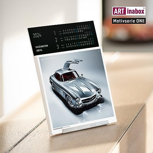 ARTinabox Kalender mit Mercedes 300 SL Fotos - Edler Tischkalender 2025