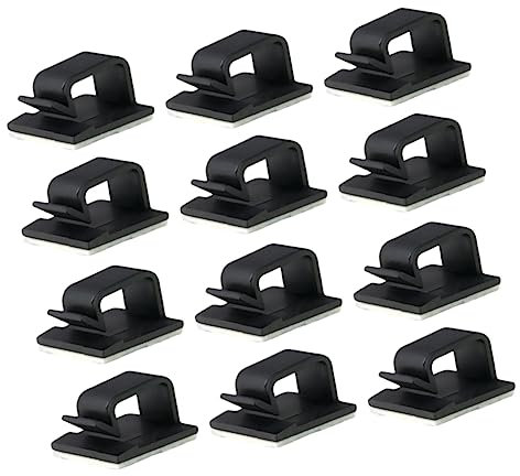 OSALADI 19x19x8.1mm Wire Fixator Clips 50 Pack Cable Tidies for Desktop TV Cabinets Black Cable Management Tool Wire Holder