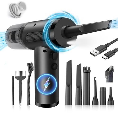 HyAdierTech Aire Comprimido Limpieza PC, Soplador de Aire para PC y Aspirador 2 en 1, Soplador Polvo Electrico Potente Limpiador Ordenador, Aire Comprimido Limpieza para Teclado, Sofá, Coche, Oficina