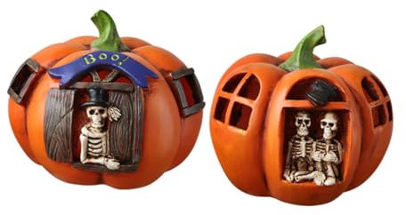 Uonlytech 2St Kürbislaterne Harz LED-Nachtlichtbirnen Halloween-Nachtlicht halloween atmosphäre halloween party schreibtischlampe deko Halloween-Kürbislampe Halloween-Lampe Skelett Kerze