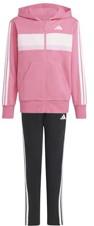 adidas Unisex Kinder SEASONAL ESSENTIALS TIBERIO 3 STRIPES FLEECE TRACKSUIT, pink fusion/white/clear pink, 13-14 Years