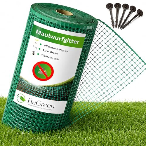 EraGreen® DÖTAR Mullvaden Inte – födelsegallret 80 m x 1,2 m bredd – födelseskydd för rullgräsmattor och gräsmattor – födelsevasten är ett användbart djur i trädgården