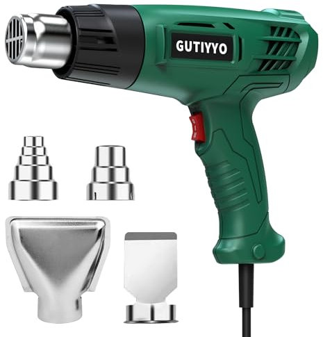 Heat Gun, Professional Hot Air Gun Kit Dual Temperature Settings 300℃~500℃ and Overload Protection, Safe and Reliable, Suitable for DIY and Professional Use of Hot Air Gun (4 Nozzles)